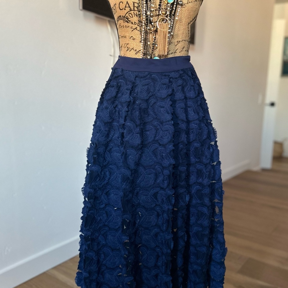 Chic Textured A-Line Skirt in French blue